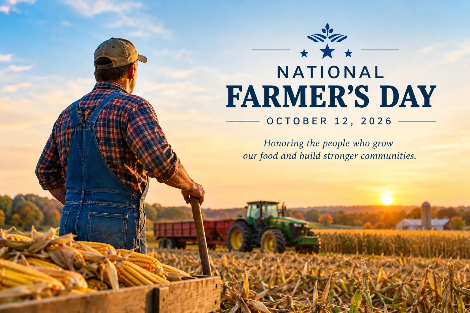 American farmer harvesting crops during the fall harvest season
